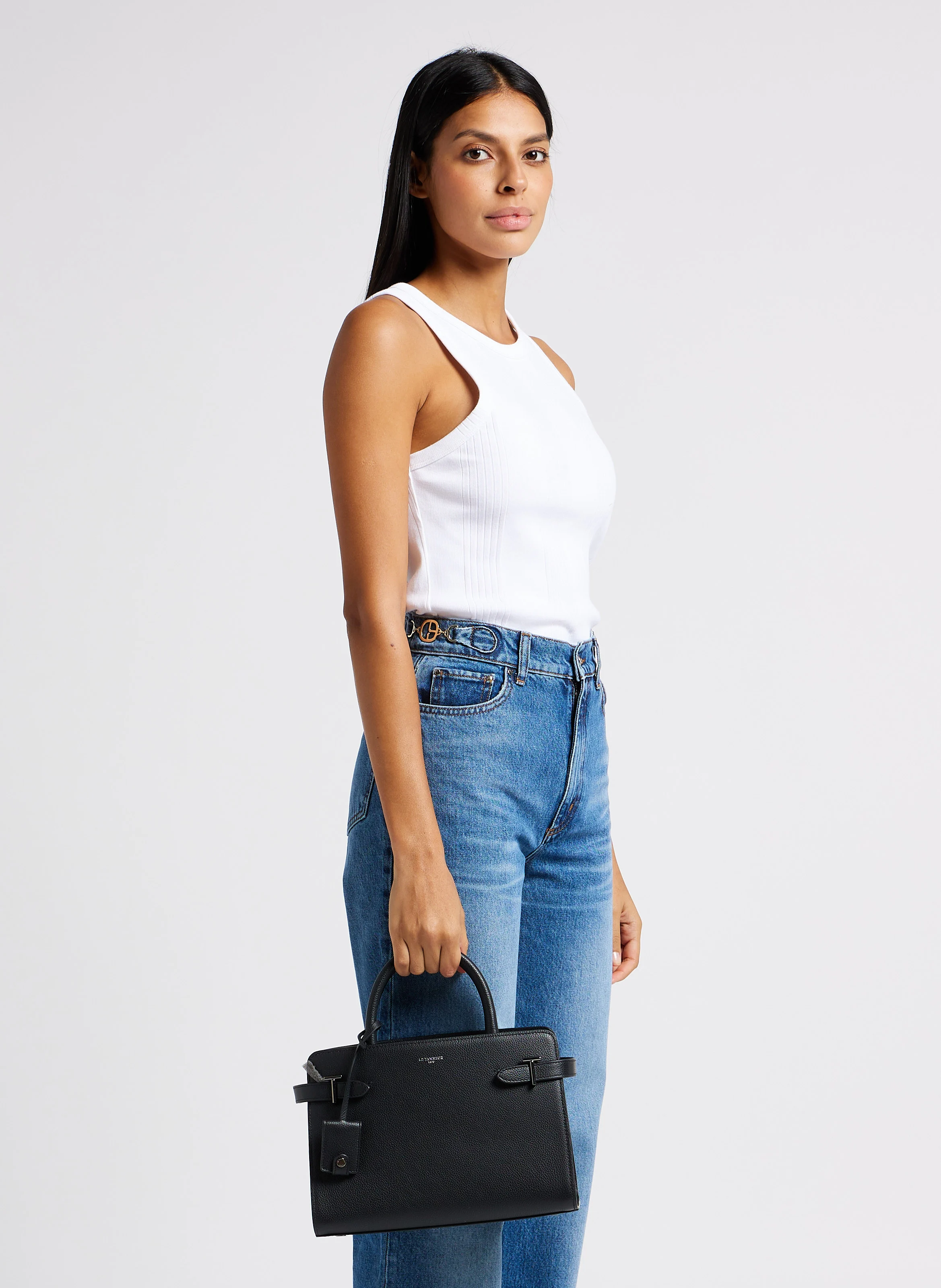 EMILIE - Sac à main en cuir grainé | Noir