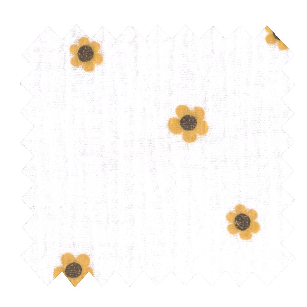 Tissu Ex2517 Double Gaze Blanche Bouton D'or