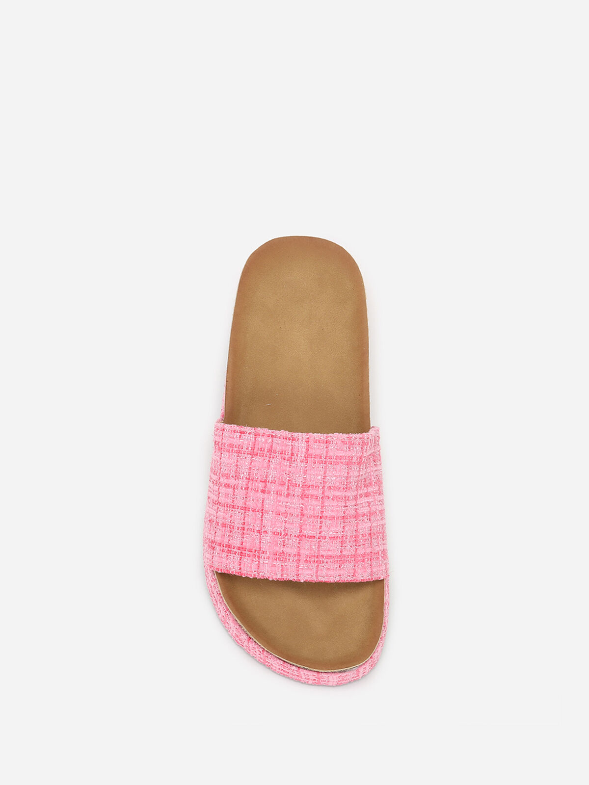 Mules à plateforme en tweed pailleté- Fuchsia