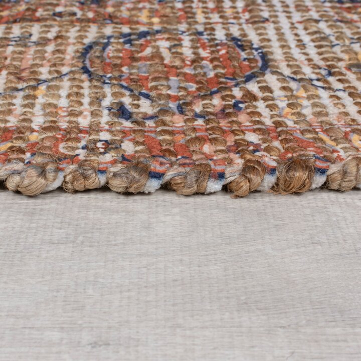 Jute loper - Mauro Vintage Bruin/Blauw | Uniek!