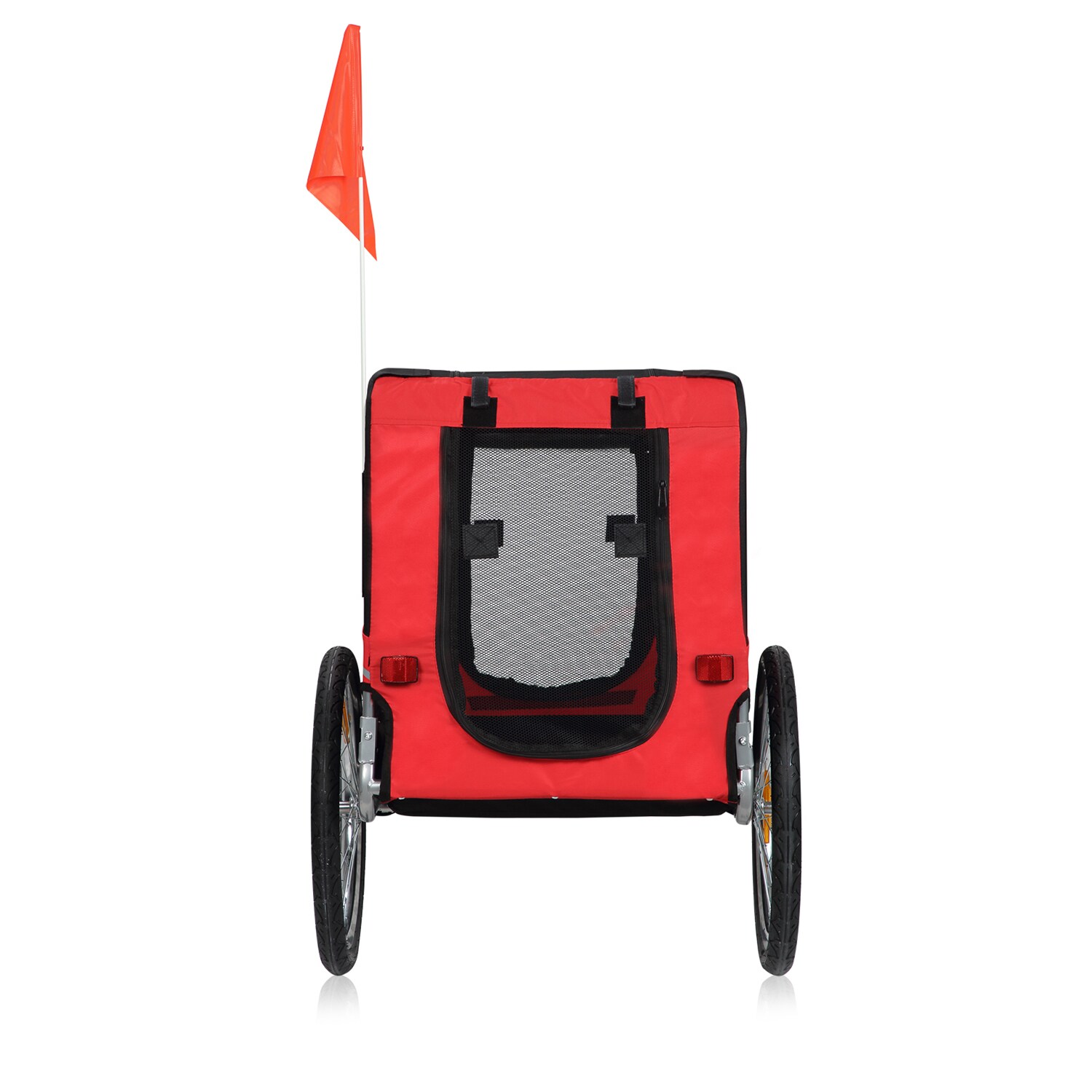 zoomundo Hundeanhänger Fahrradanhänger für Hunde - in Rot/Schwarz - Silver Frame