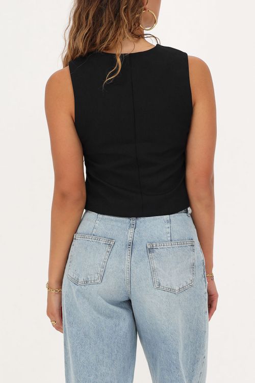 Zwart gilet met strikjes