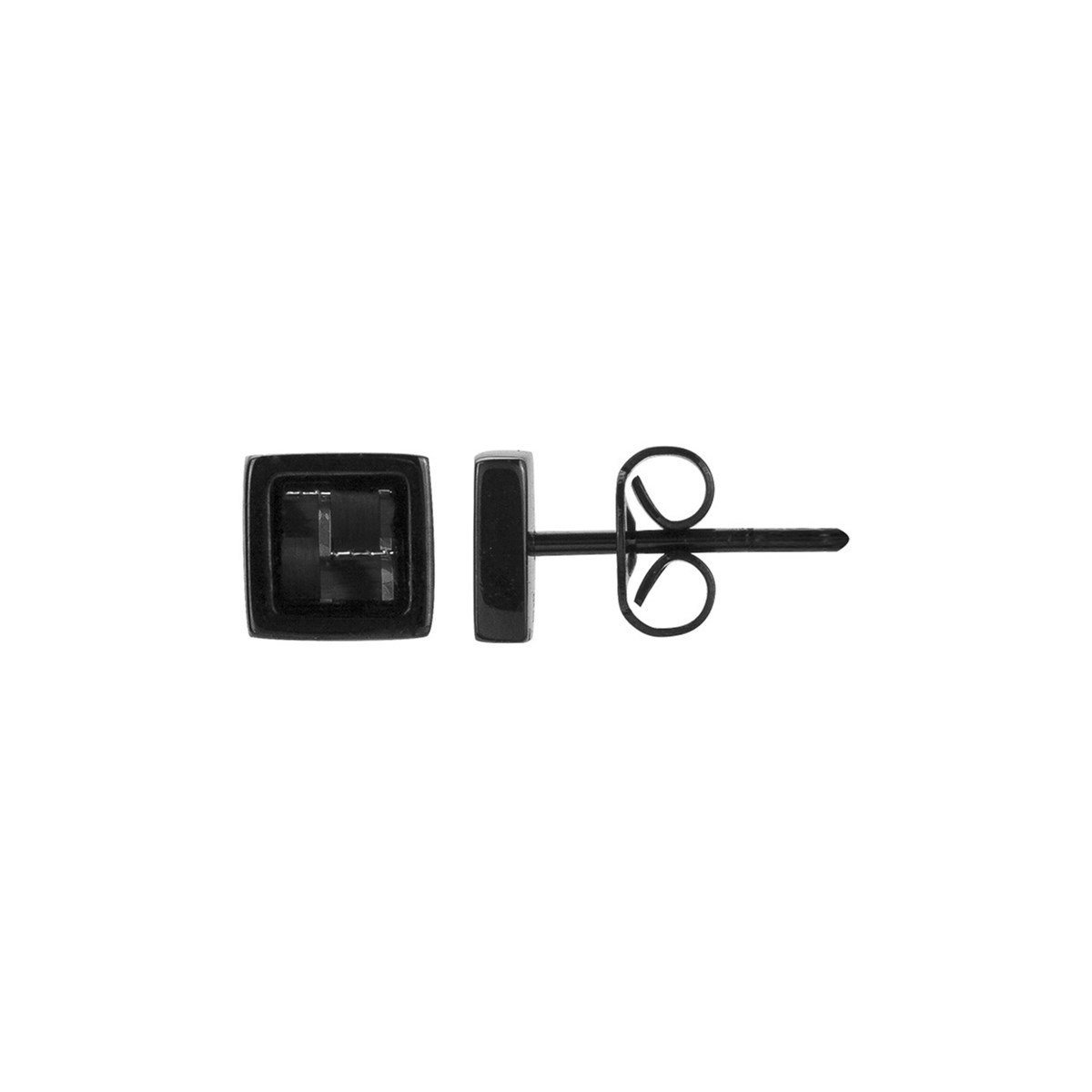 Boucles d'oreilles clous en Acier 316L et carbone - noir brillant