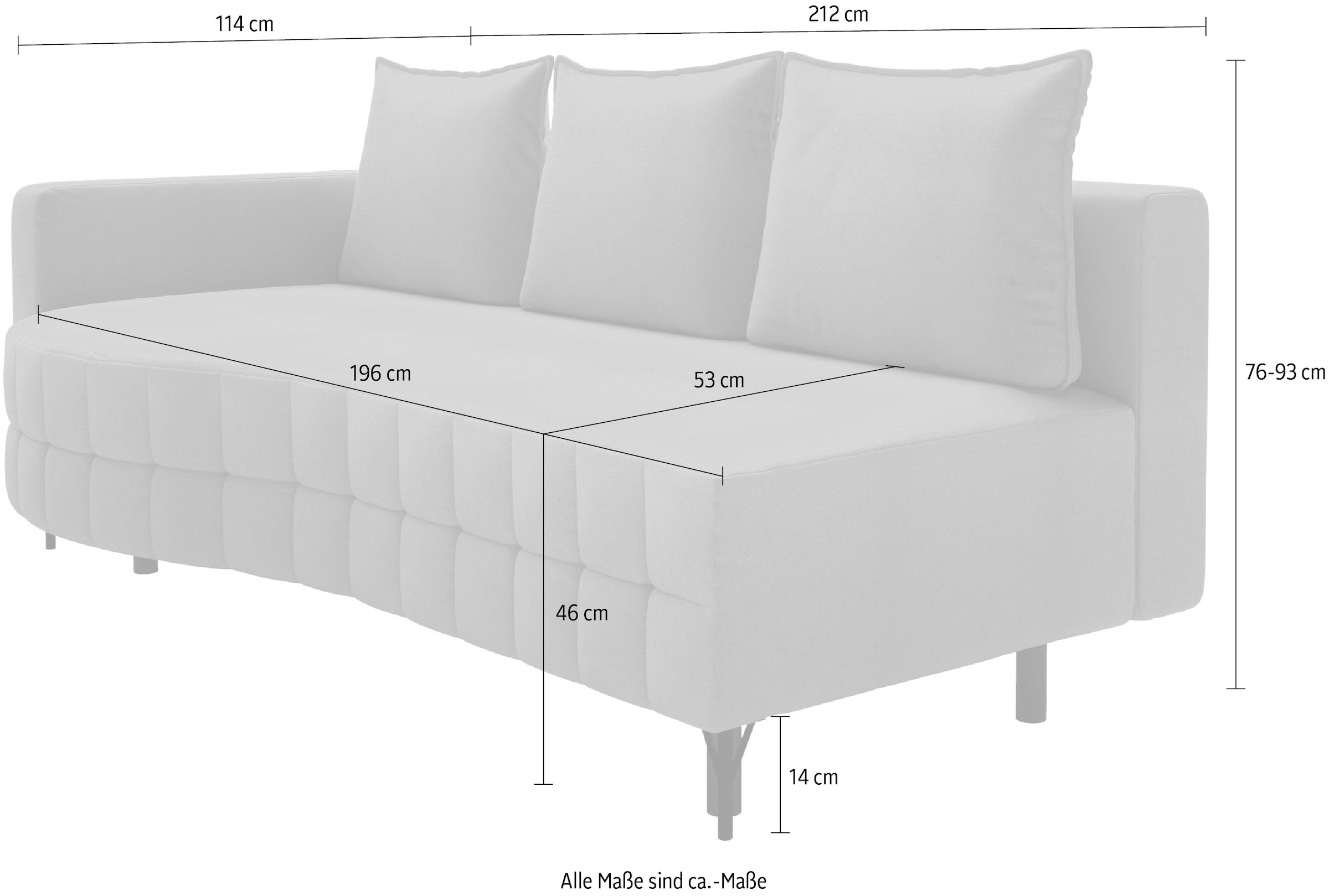 exxpo - sofa fashion Loungesofa »T wiggy Schlafsofa mit Bettfunktion und Bettkasten,« komfortabler Federkern, super Sitzkomfort, elegante Formensprache