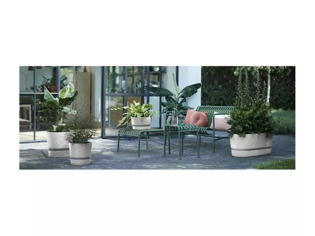 Pot de fleurs rond 25 - Extérieur Ø 24,5 x 23 cm - Gris béton vivant
