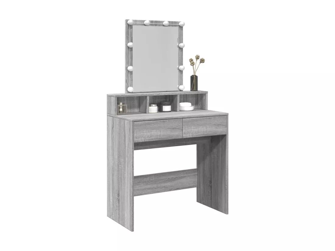 Coiffeuse avec LED sonoma gris 80x41x144,5 cm