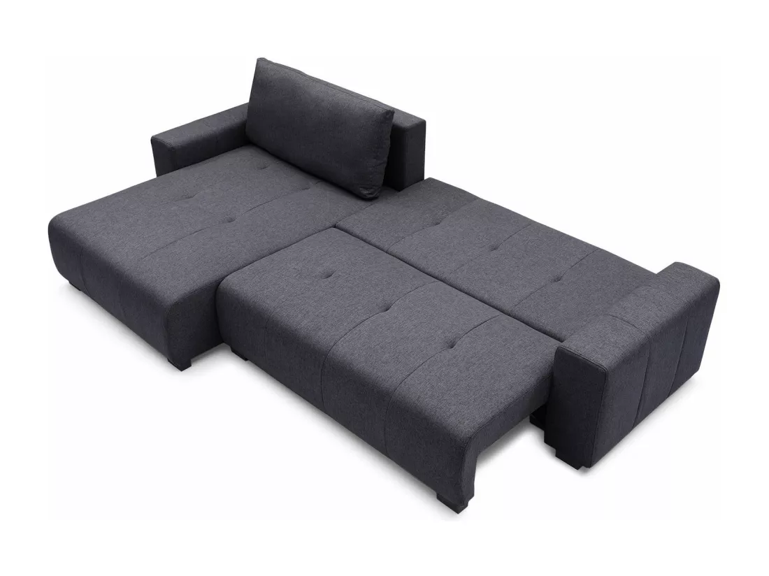 Canapé d'angle convertible élégant Malone Tissu Noir