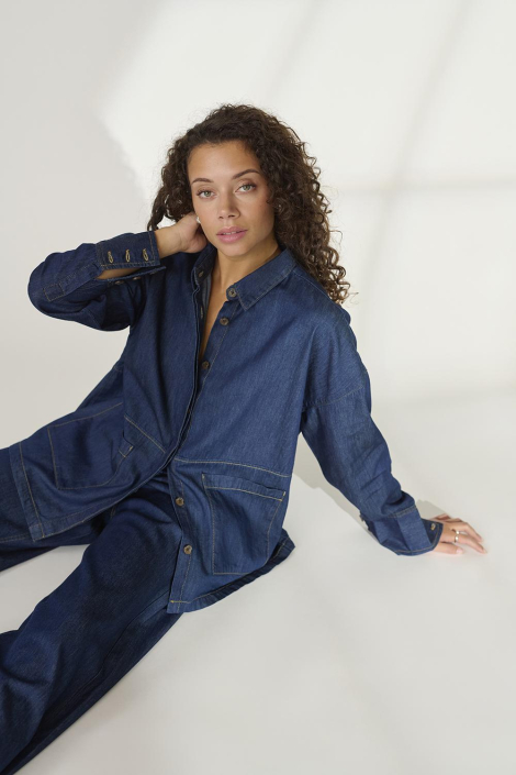 Culture blauwe dames blouse