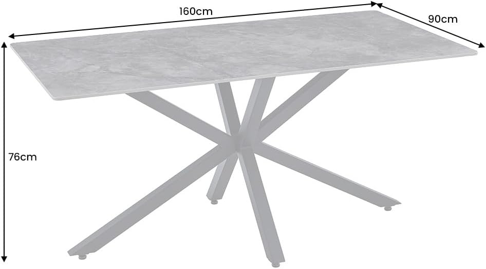 Riess Ambiente Moderner Esstisch Galaxie - 160cm - weiß - Keramik Marmor-Design glänzend Esszimmertisch Metallgestell schwarz