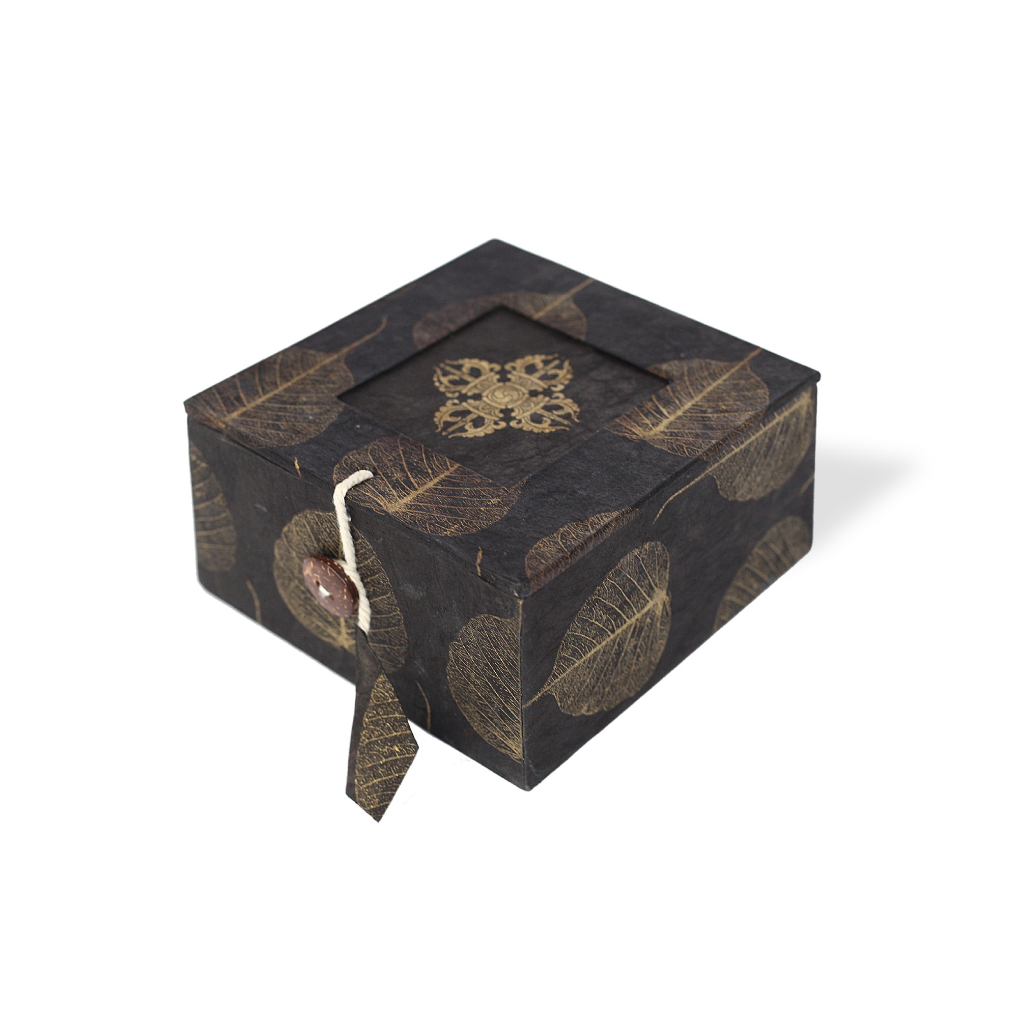 Lokta Box Peepal Vajra, schwarz, T 11 cm, B 11 cm, H 5,5 cm von fischer's lagerhaus