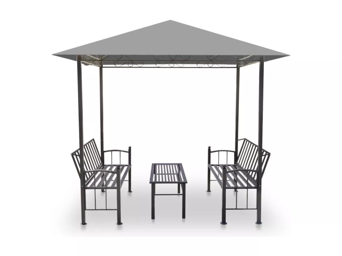 Chapiteau de jardin avec table et bancs 2,5x1,5x2,4m Anthracite