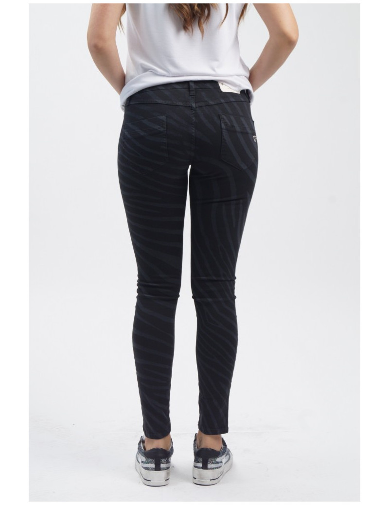PLEASE PANTALON SKINNY ZIP ZÉBRÉ