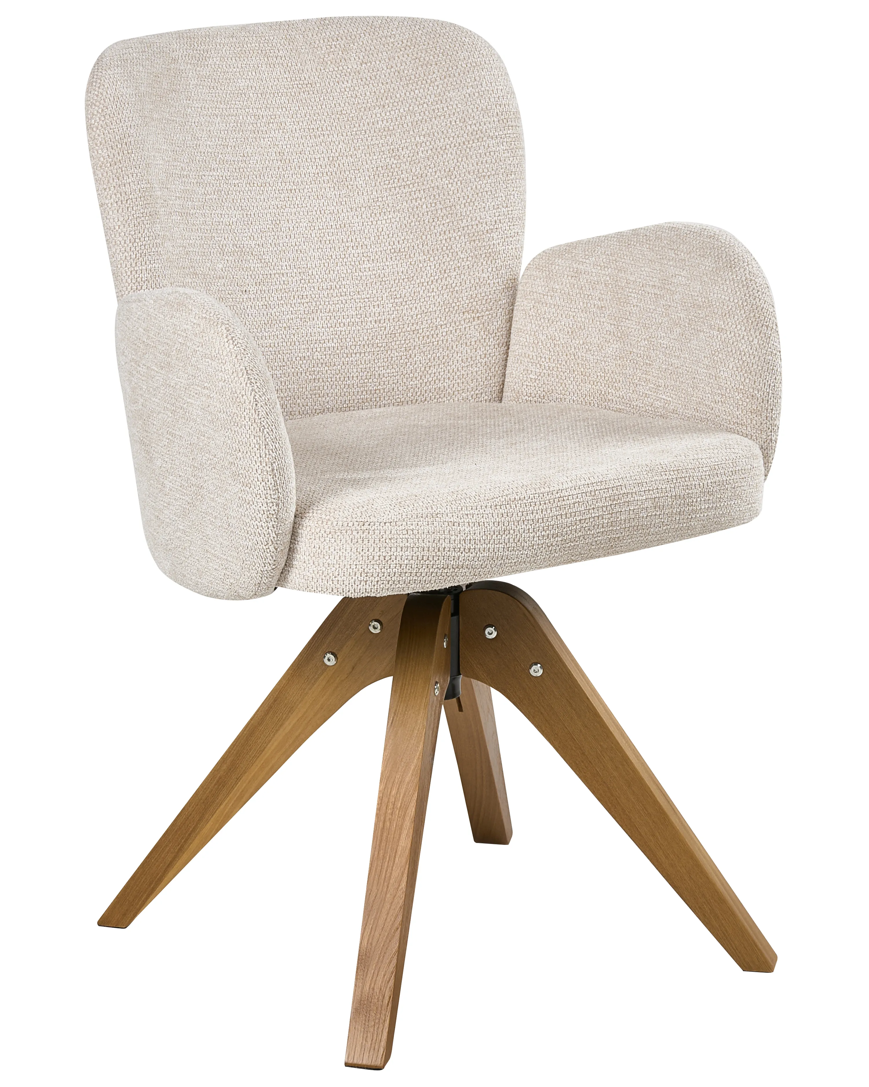 Set van 2 eetkamerstoelen draaibaar JEAN Stof Lichtbeige