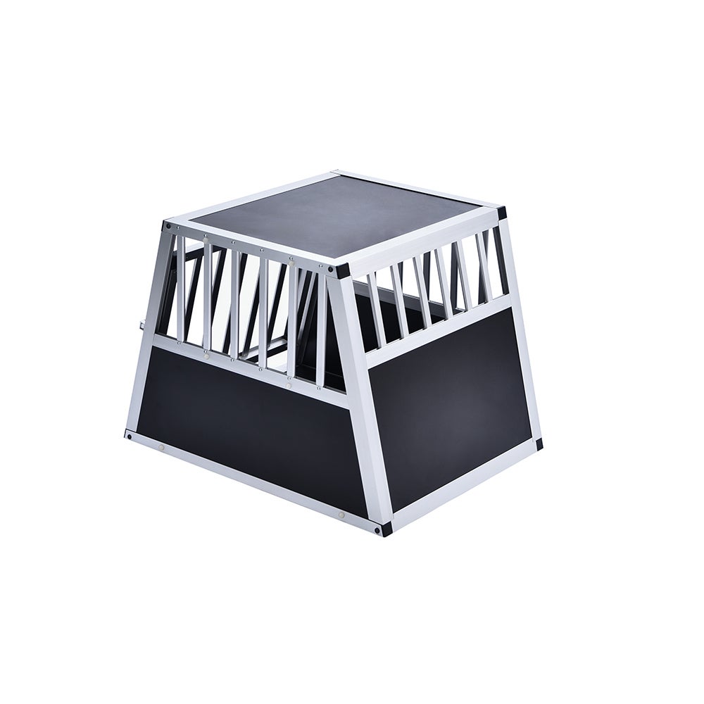 Home Deluxe - SKITO Aluminium Hondentransportbox - M - 69 x 54 x 50 cm - Kleur: Zilver / Zwart - Materiaal: MDF-panelen, aluminium | Hondentransportbox, transportoplossing, aluminium-MDF-materiaal, huisdiervriendelijk