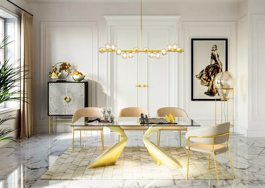 Esstisch Gloria Gold 200 x 100 cm