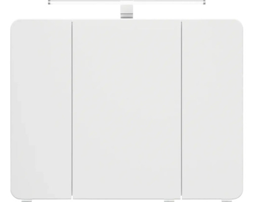 3-delige badkamermeubelset Pelipal xpressline 4005 BxHxD 92 x 200 x 49,1 cm, hoogglans witte fronten, met witte glazen wastafel en glazen wastafelmeubel, wastafelkast, spiegelkast met LED-verlichting, chromen greep, 992.0900111 9920900111