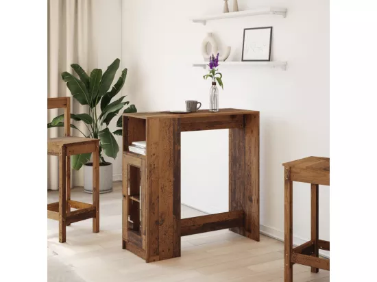 Table de bar avec étagères vieux bois bois d'ingénierie