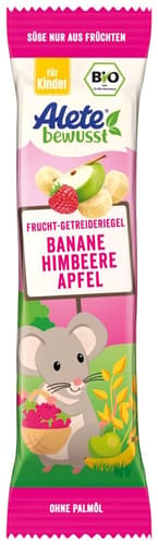 ALETE Bio Frucht-Getreideriegel Banane Himbeer Apfel