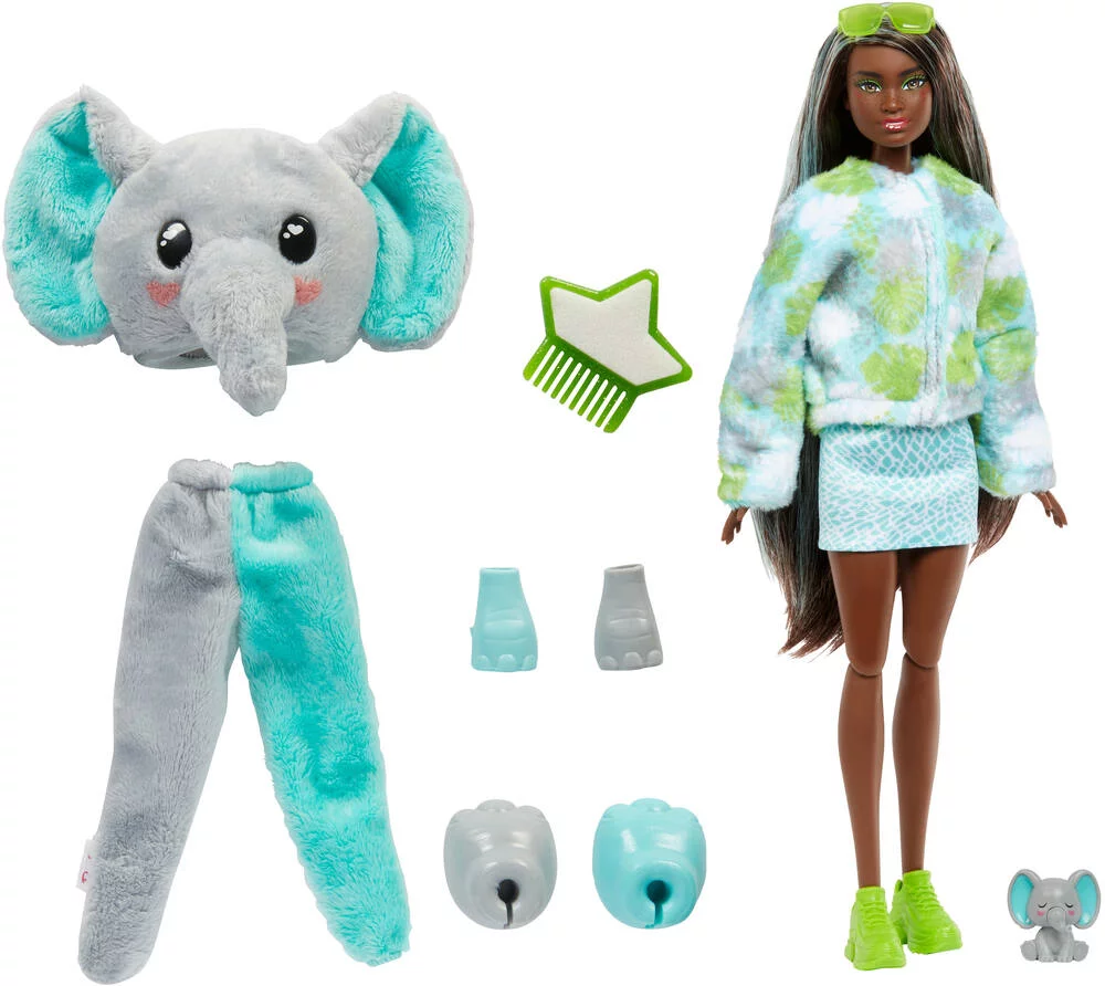BARBIE - POUPEE CUTIE REVEAL SERIE JUNGLE AVEC ELEPHANT