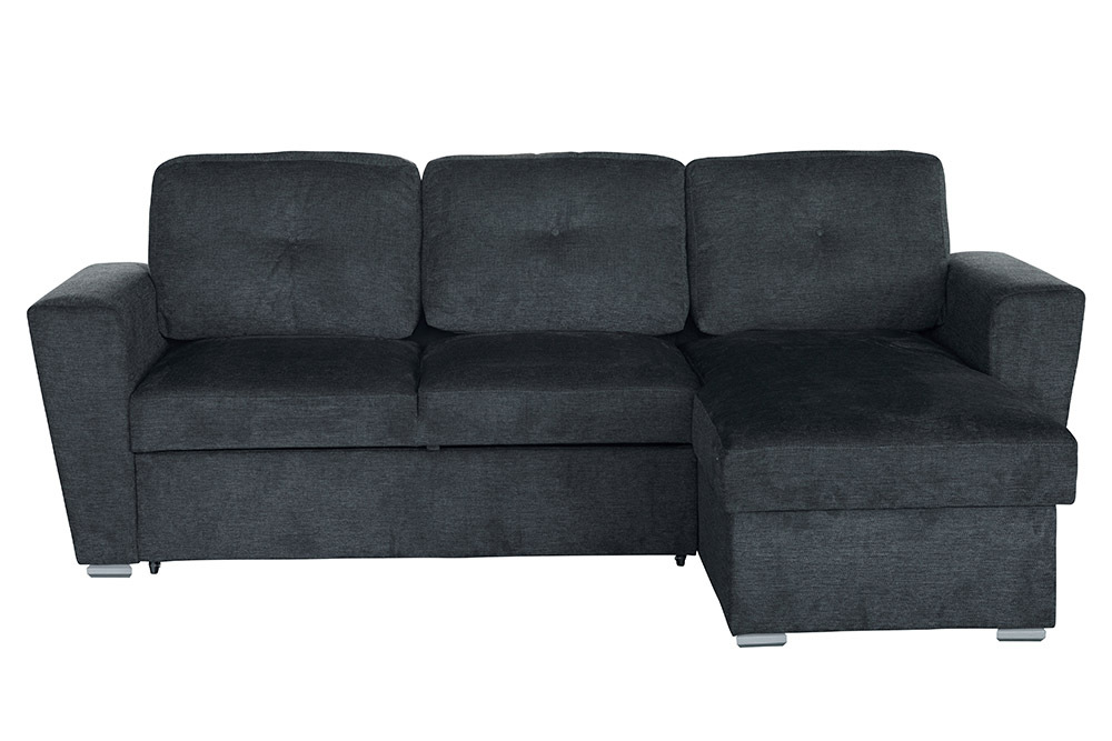 Schlafecksofa APARTMENT 245cm grau Strukturstoff inkl. Stauraum beidseitig aufbaubar