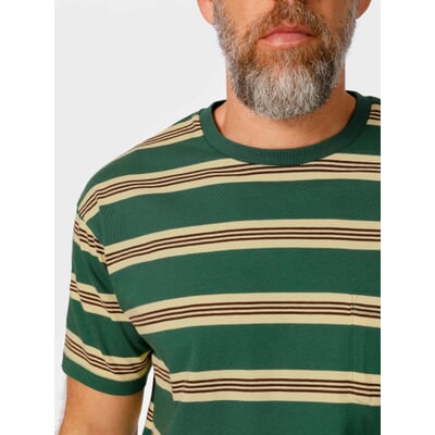 Herren-T-Shirt 1971 Streifen, Grün-Ecru
