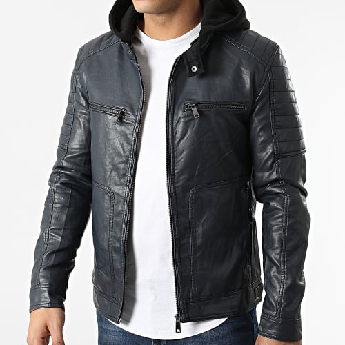 Veste Biker A Capuche 5030 Bleu Marine
