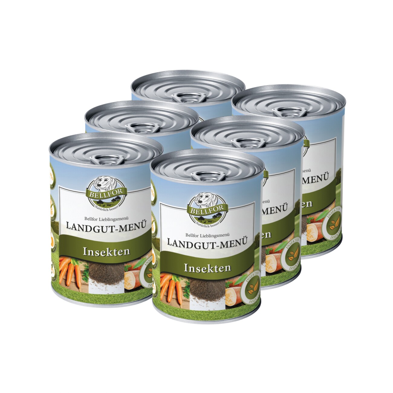 Bellfor Hundefutter Nass mit Insekten - Landgut-Menü - 6x800g