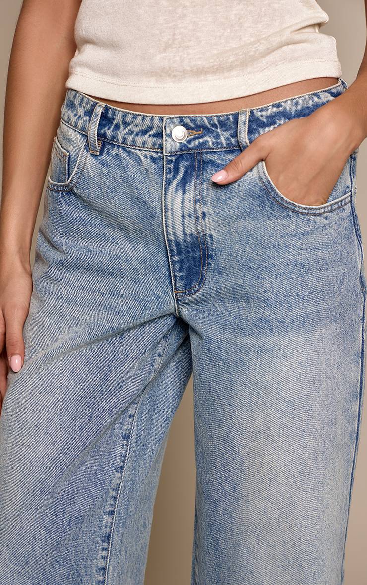 Mid Blue Wash Jean À Détail Enveloppant En Crochet Amovible