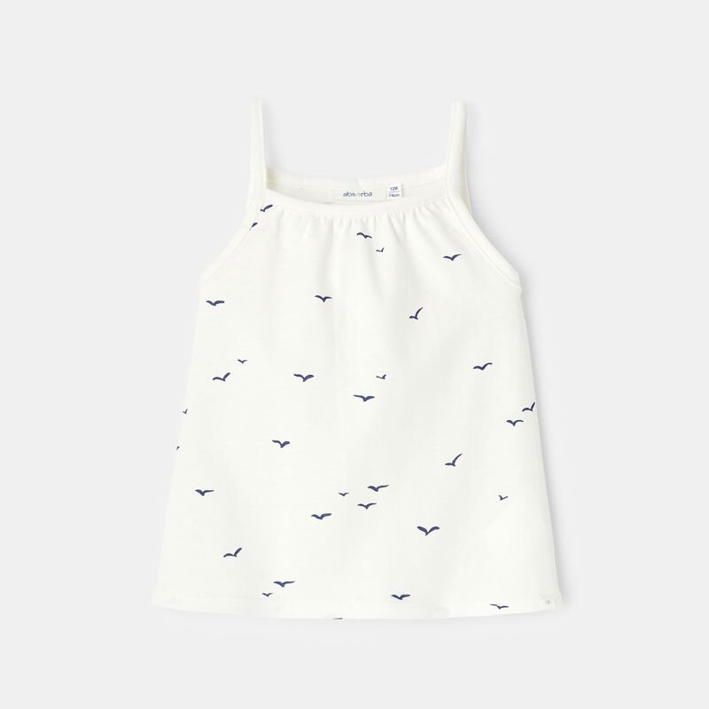 Débardeur à fines bretelles jersey bleu bébé fille Bleu