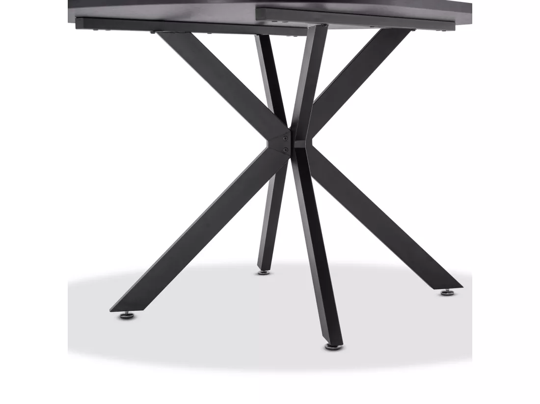 Marui Small - Table à manger ovale en bois et métal avec pied central Kiso 150x90 cm - gris