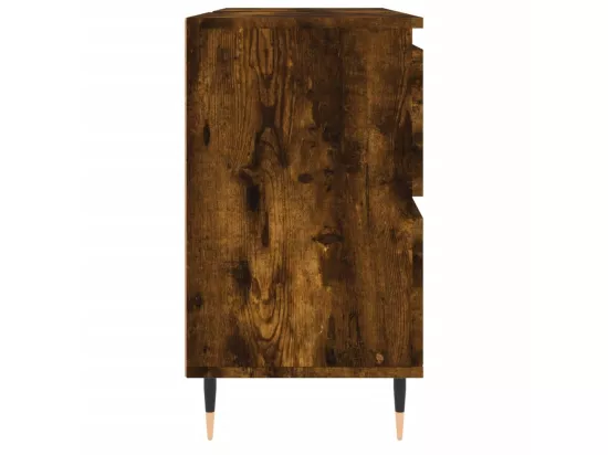 Armoire salle de bain chêne fumé 80x33x60cm bois d'ingénierie
