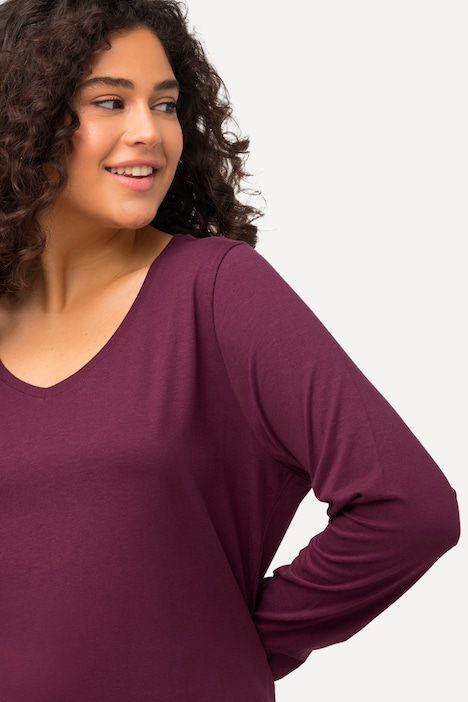 Shirt, Slim, V-Ausschnitt, Langarm