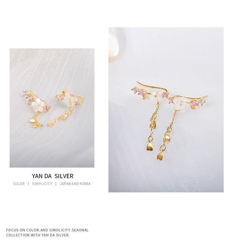 Jamfune - Sakura Sterling Zilveren Manchet Oorbel