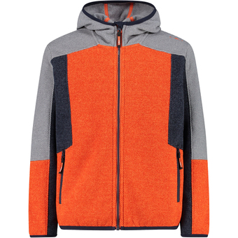 CMP Boys KnitTech Jacquard Hood Fleecejacke Arancio / B. Blue Kinder