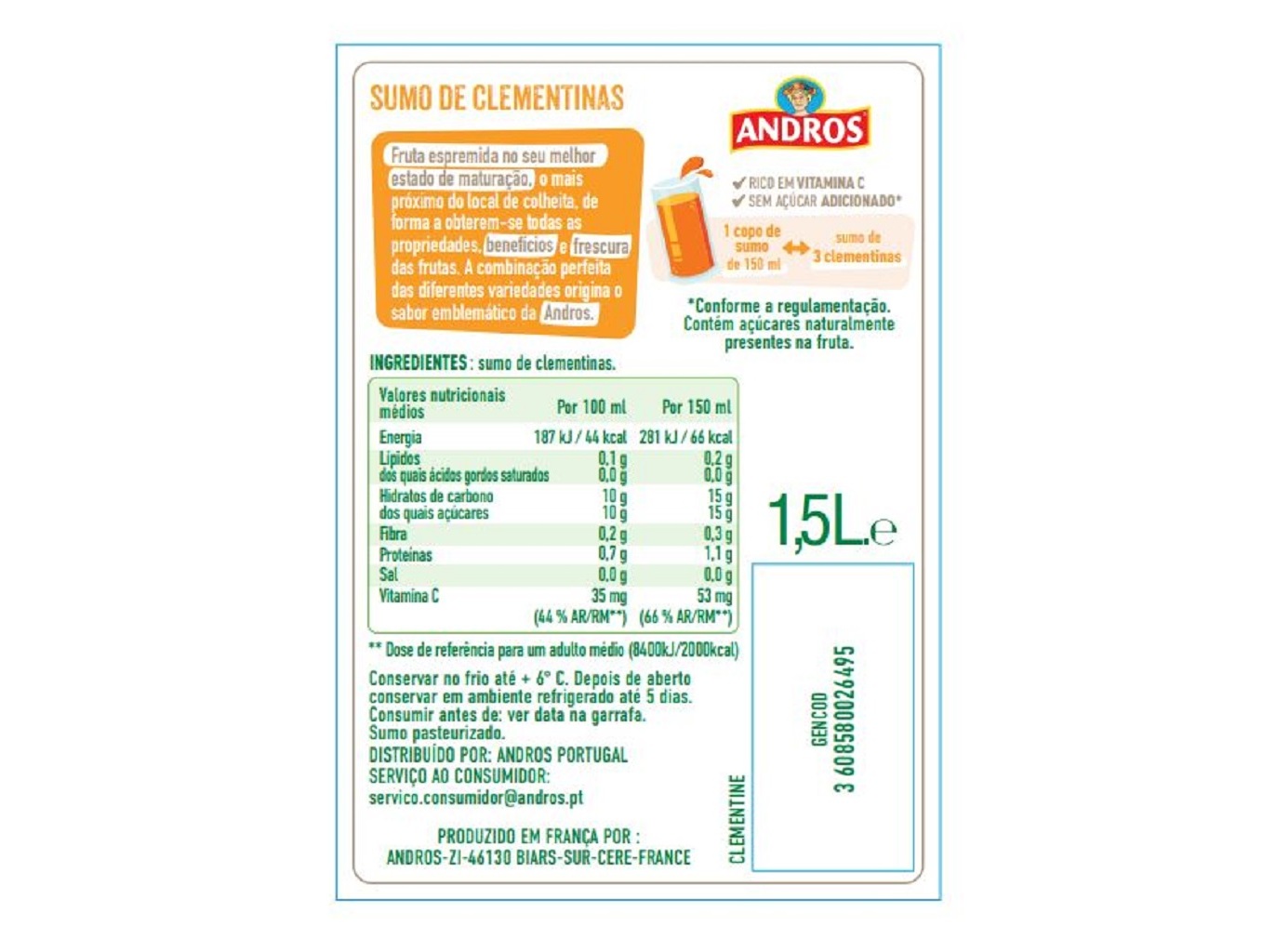 SUMO ANDROS CLEMENTINA 1.5L