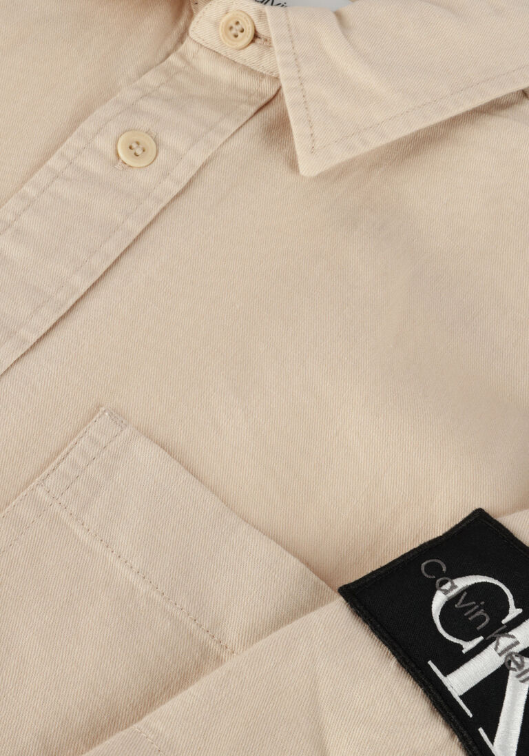 CALVIN KLEIN beige calvin klein casual overhemd linen ss shirt