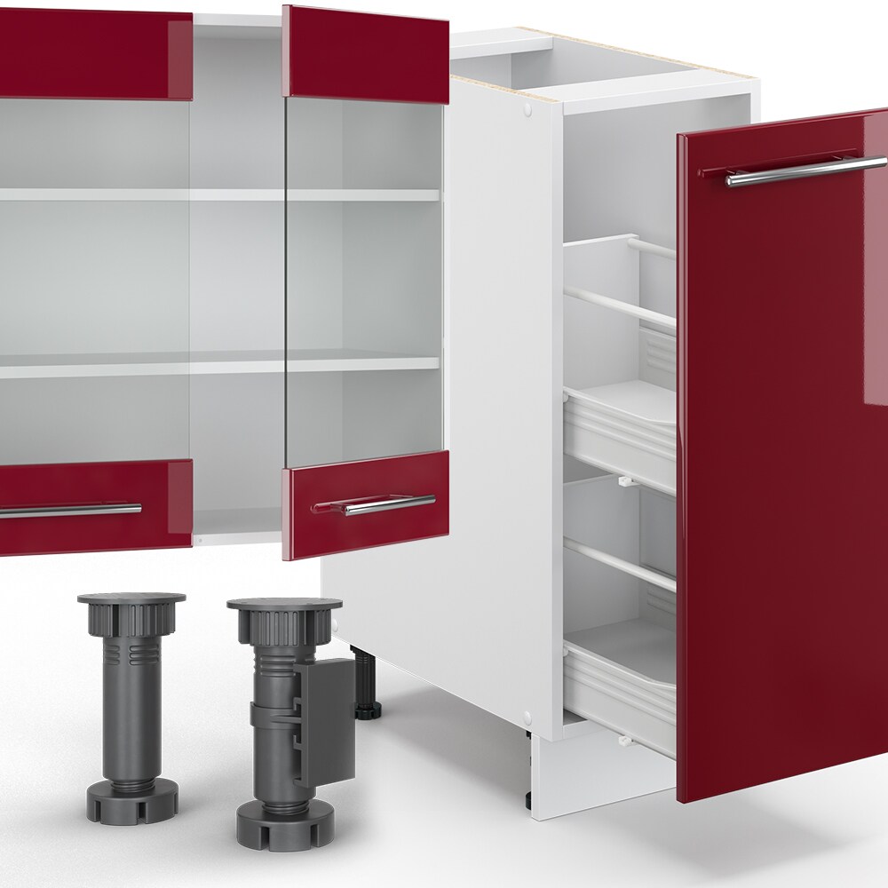 Vicco Küchenzeile Küchenblock Einbauküche 280cm Fame-Line Bordeaux Hochglanz