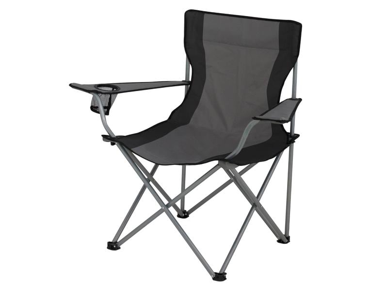 Eurotrail Campingstuhl Lausanne, Grau/Schwarz Komfortabler Faltstuhl mit Armlehnen