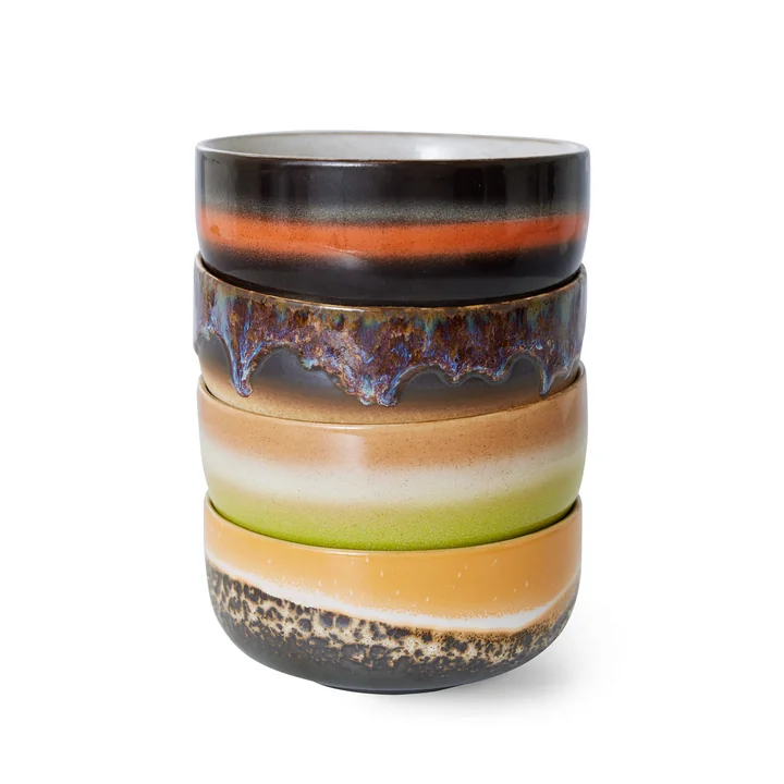 HKliving - 70's Dessertschale, Ø 12,5 cm, humus (4er-Set)