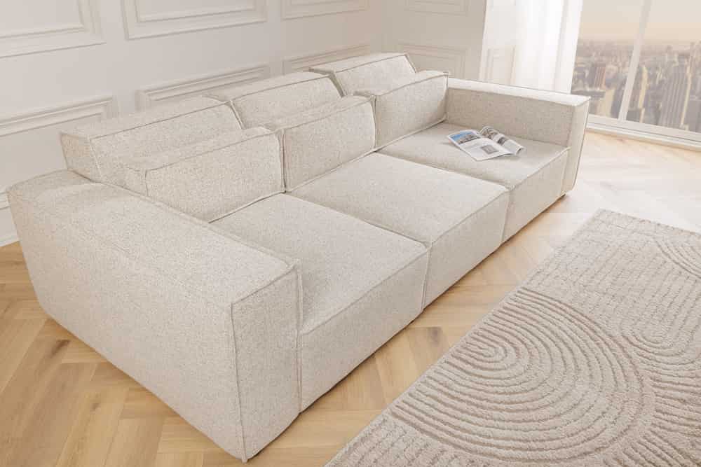 Design Big Sofa BOSSA NOVA 260cm beige Strukturstoff 3-Sitzer XXL-Couch