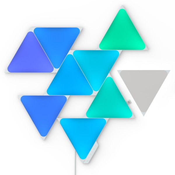 Iluminação Ambiente Nanoleaf Shapes Triangles Wi-Fi Modular RGBW Room Decor & Gaming - Starter Kit (9 Painéis) NL47-0002TW-9PK