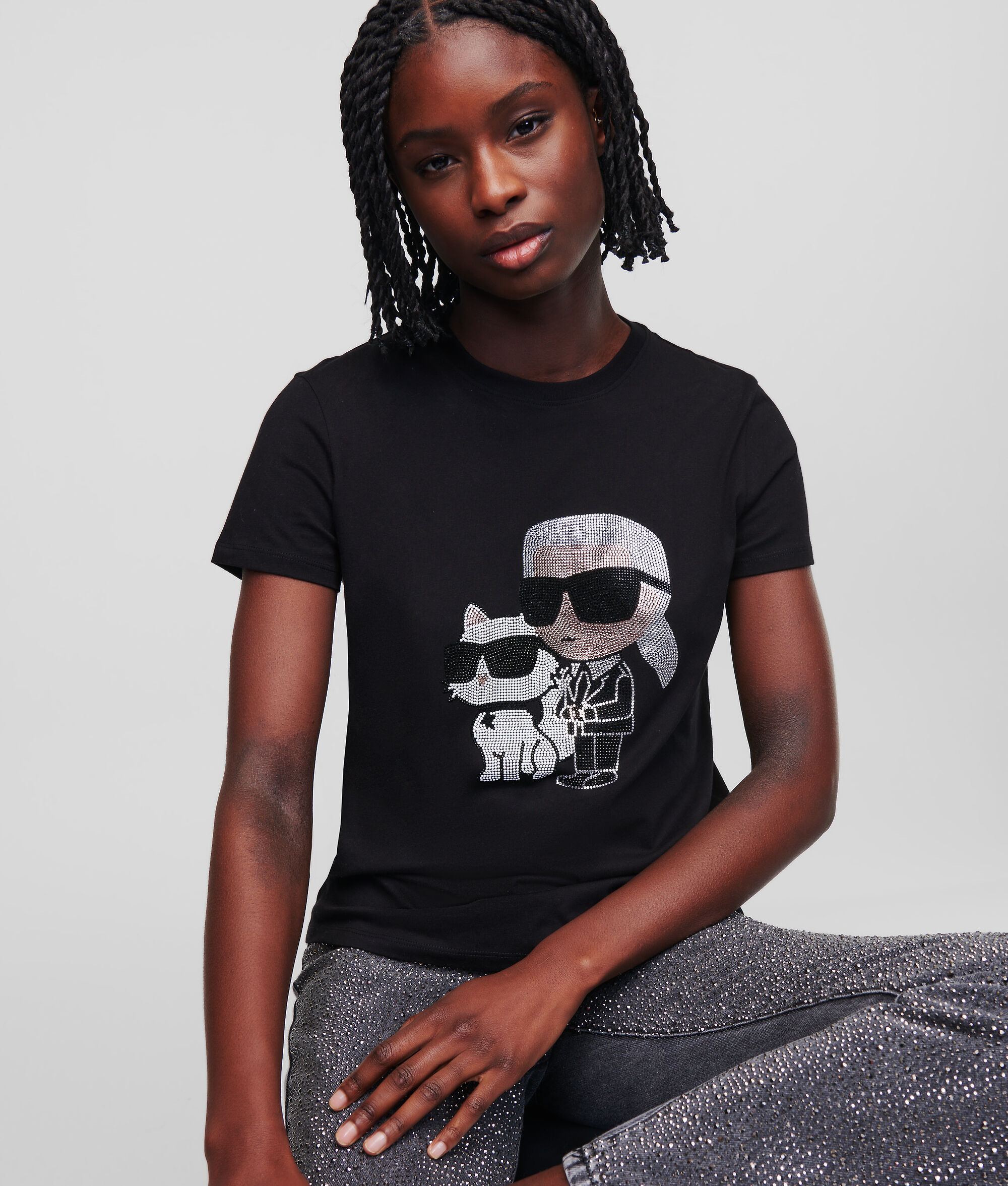 T-SHIRT KARL IKONIK KARL ET CHOUPETTE À STRASS