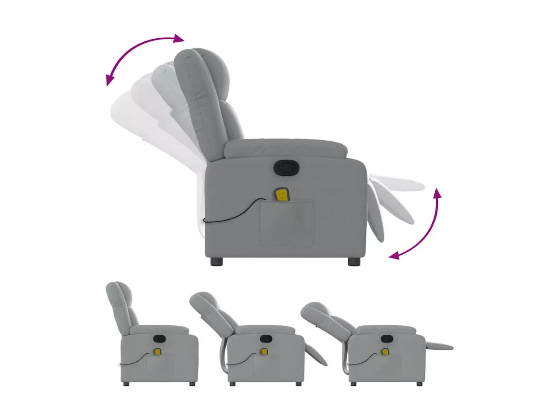 Fauteuil de massage inclinable Gris clair Tissu