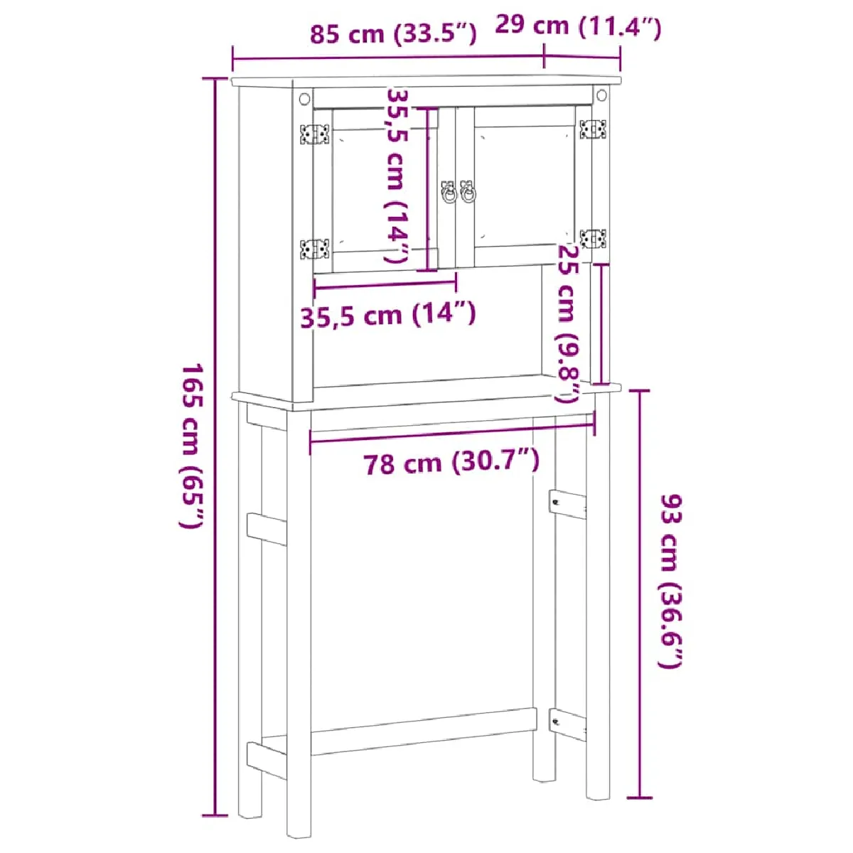 vidaXL Armoire lave-linge salle de bain - Pin massif
