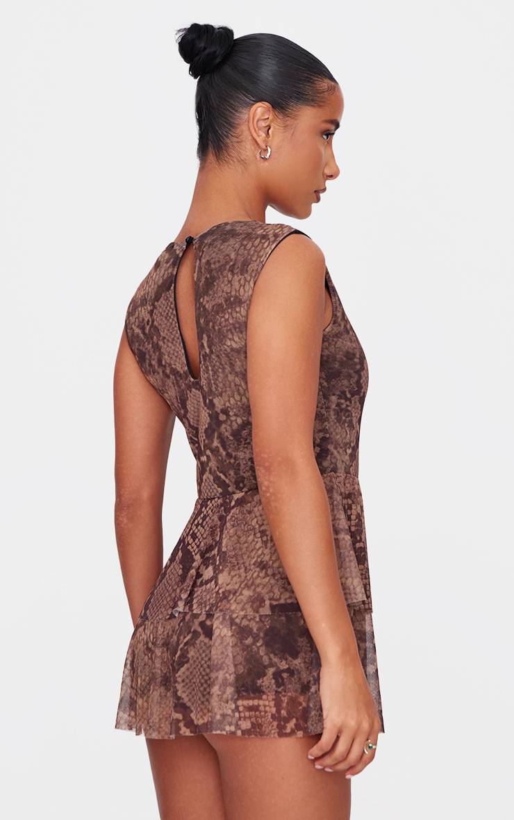Brown Snake Combi-short Jupe-short À Volants En Maille Motif Vache