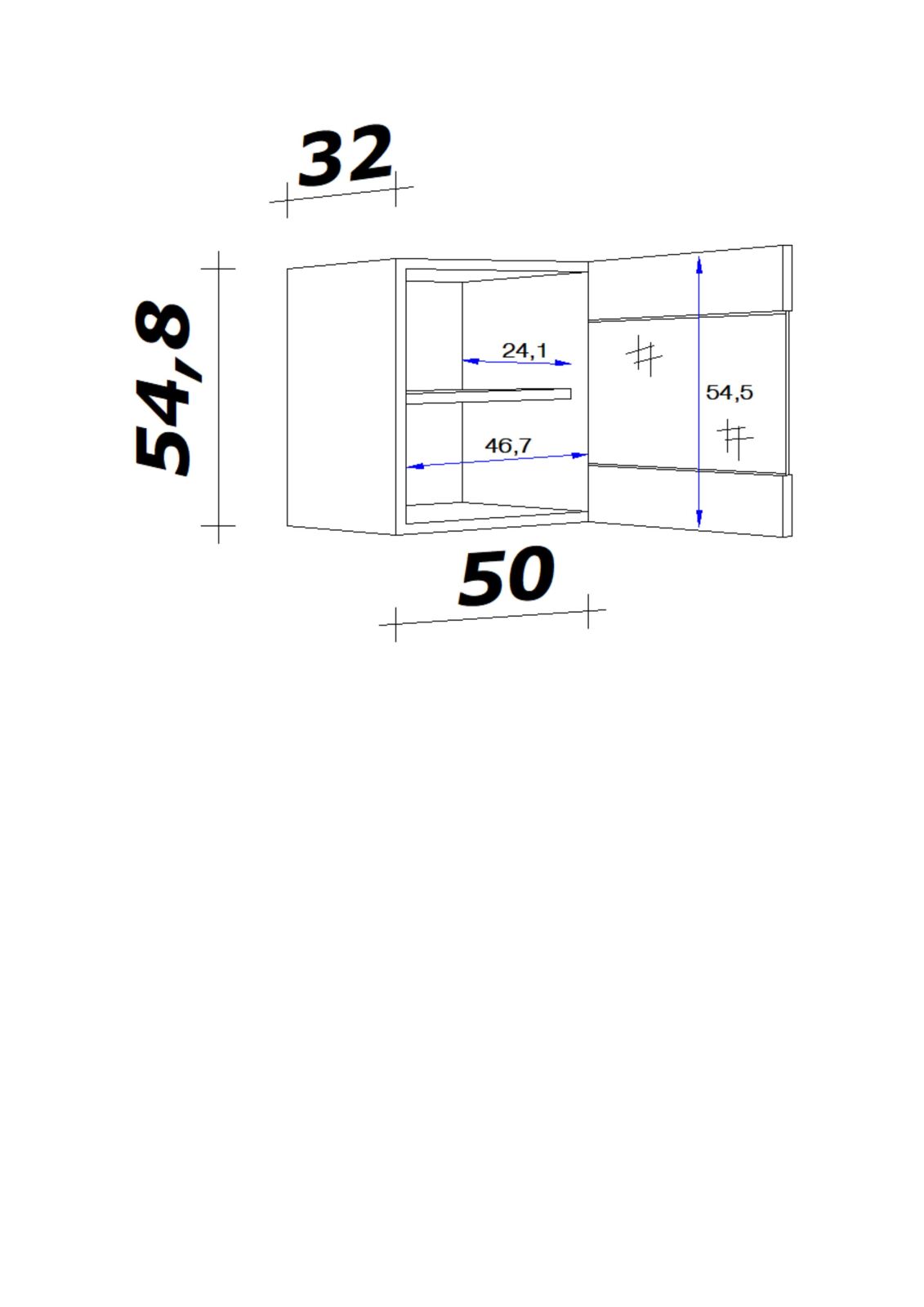 Glas-Hängeschrank CARA - Artisan Eiche - 50 cm