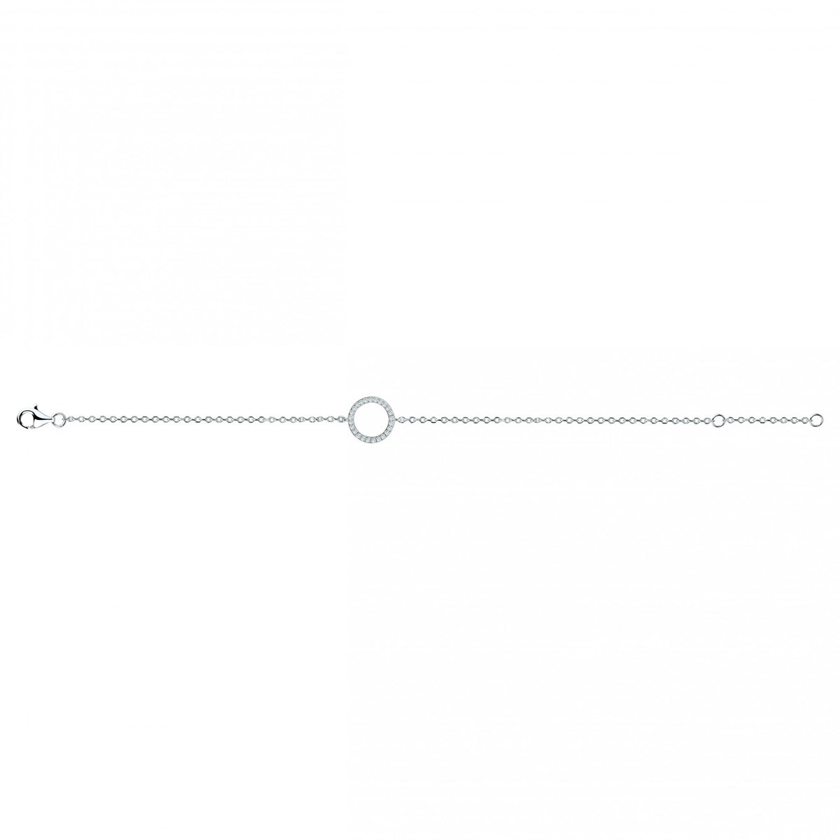 Bracelet souple mono-motif en Argent avec oxyde de zirconium blanc