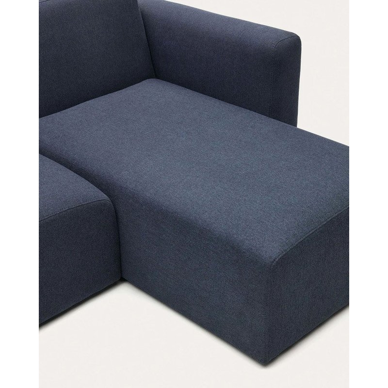 Canapé modulable Neom 3 places méridienne droite/gauche tissu structuré bleu 263 cm