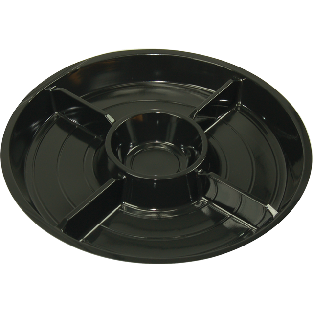 Schaal, fondueschaal, 5-vaks, gerecycled PET, rond, 25mm, ∅260mm, zwart