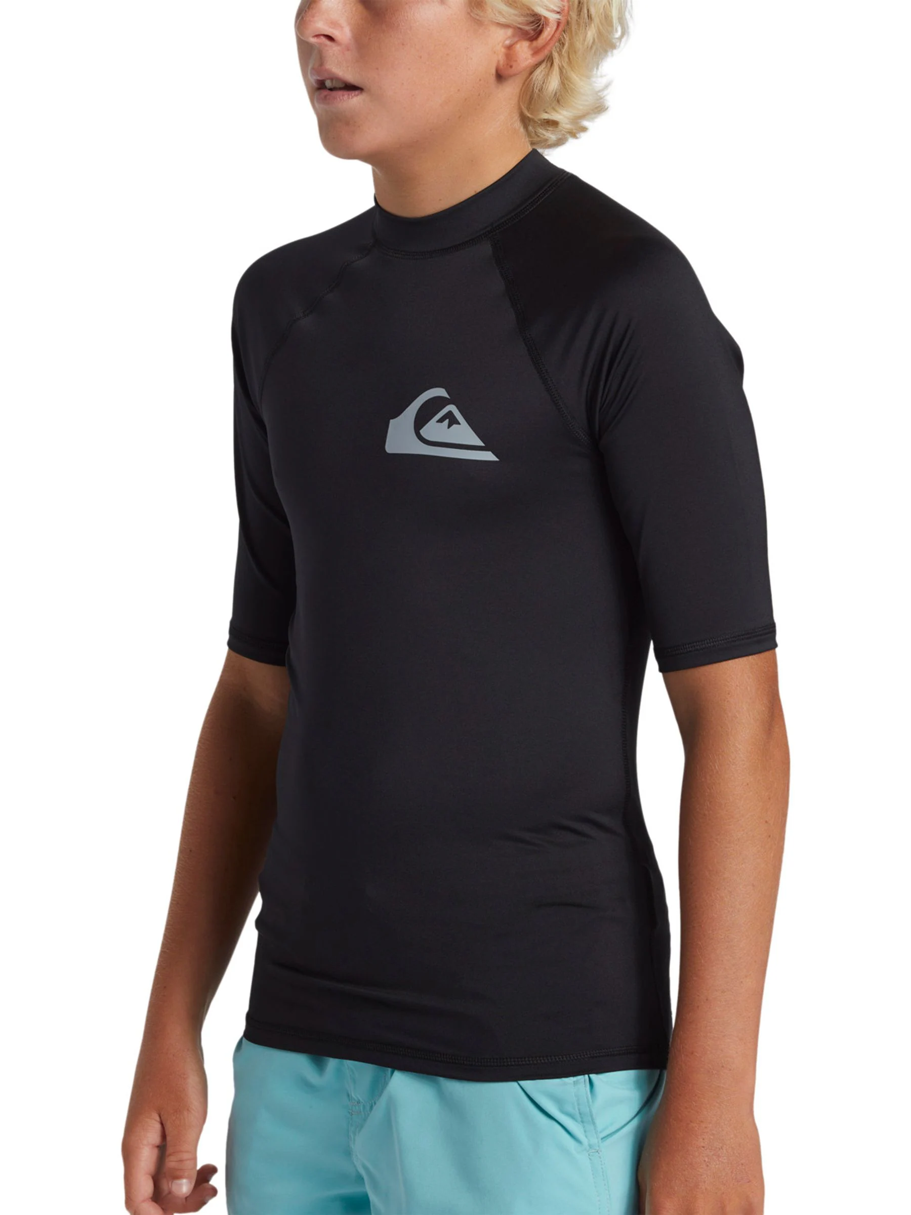 Zwart - Quiksilver Youth UPF50 uv-werend hemdje met korte mouwen